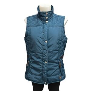 Ariat Full Zip Blue Green Quilted‎ Insulated Vest Pockets large Womens